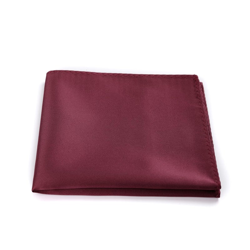 fortunatever Mens Solid Satin Pocket Square(Burgundy Red) - Image 3